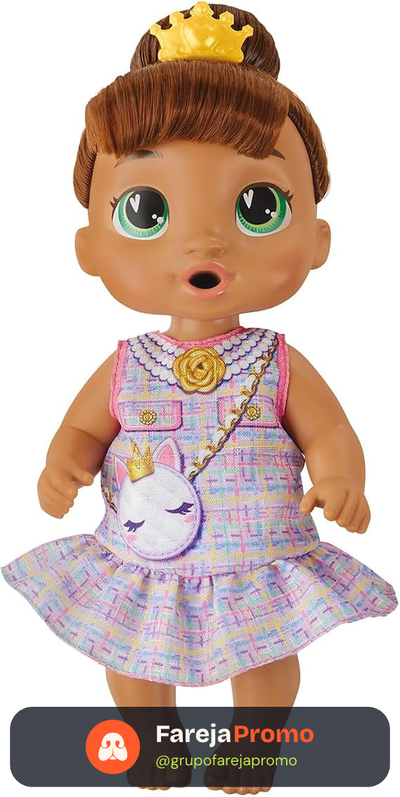 Baby Alive, Boneca, Festinha do Chá, Sophia Sparkle - Cabelos Castanhos, Acessórios Inclusos, Bebe e Faz Xixi - A partir de 3 Anos