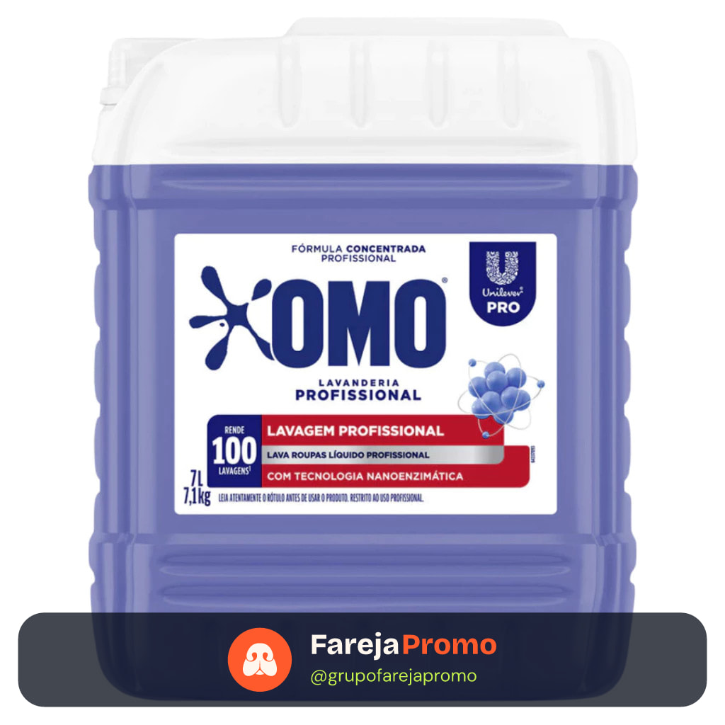 Lava Roupas Liquido Profissional Omo Lavanderia Profissional 7 Litros