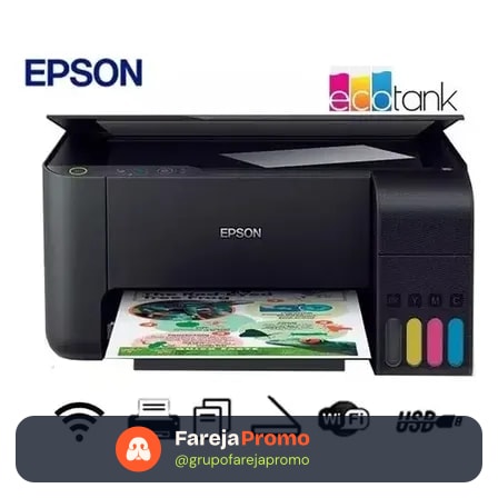 Impressora Multifuncional Cor Epson Ecotank L3250 Preto 127/220v