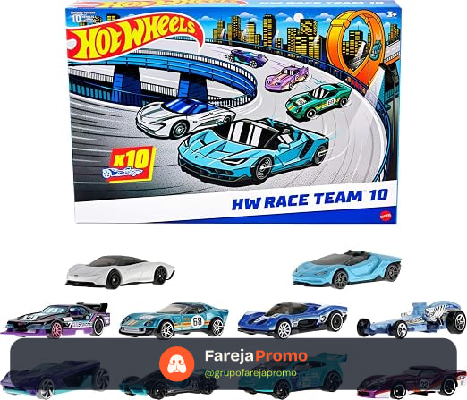 Kit 10 Carrinhos Corrida Hot Wheels Mattel