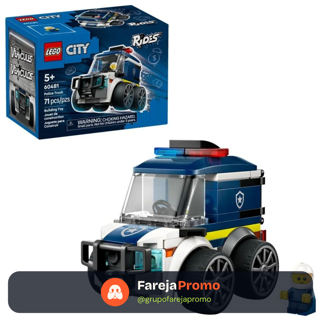 Lego City Conjunto de Construção Veiculos Caminhão Da Polícia 71 Peças 60481