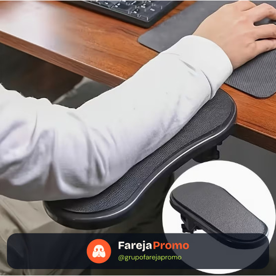 Apoio Ergonômico Para Antebraço Com Fixação Em Mesa De Gamer Computador Notebook Preto
