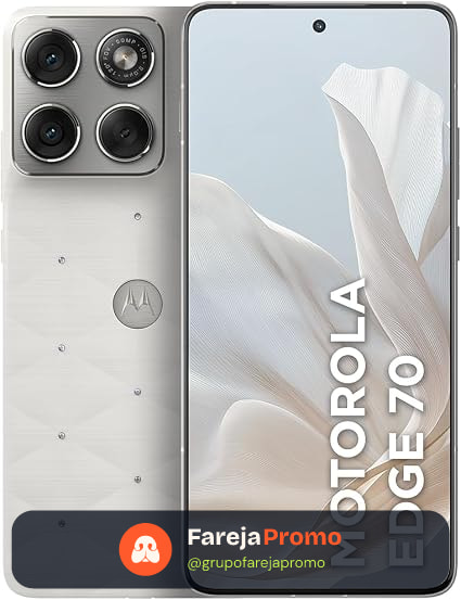 Smartphone Motorola Edge 70 5G Crystals by Swarovski - 512GB 12GB RAM + 12GB RAM Boost, Ultrafino, 3 cameras 50MP e tela extreme Amoled 120hz - Cloud Dancer