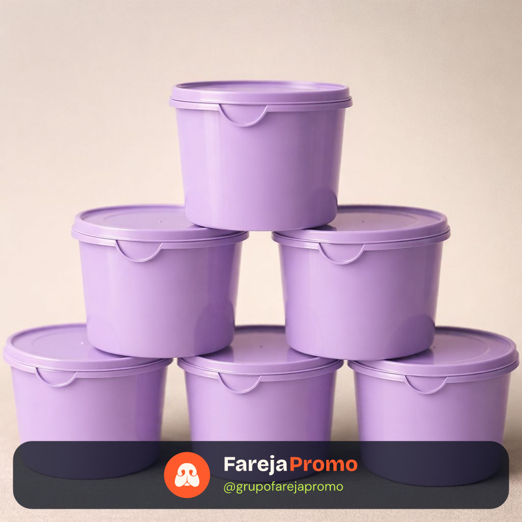 Kit 6 Potes Herméticos de Plástico com Tampa – Empilháveis e Ultra Resistentes para Alimentos