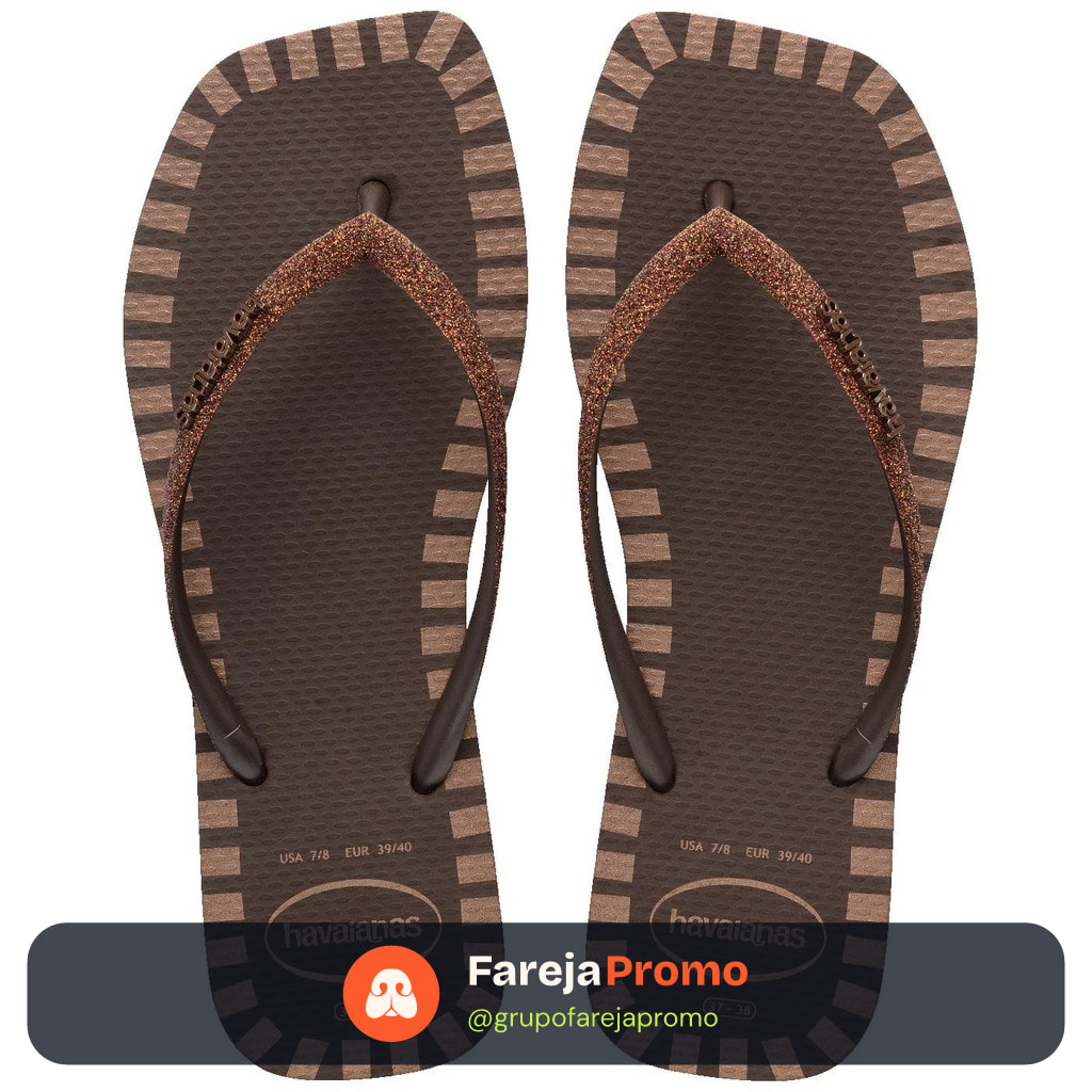 Chinelo Havaianas Slim Square Glitter Contour