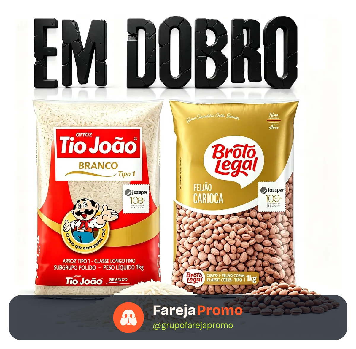 Kit Em Dobro Arroz Tio João + Feijão Carioca Broto Legal 1kg