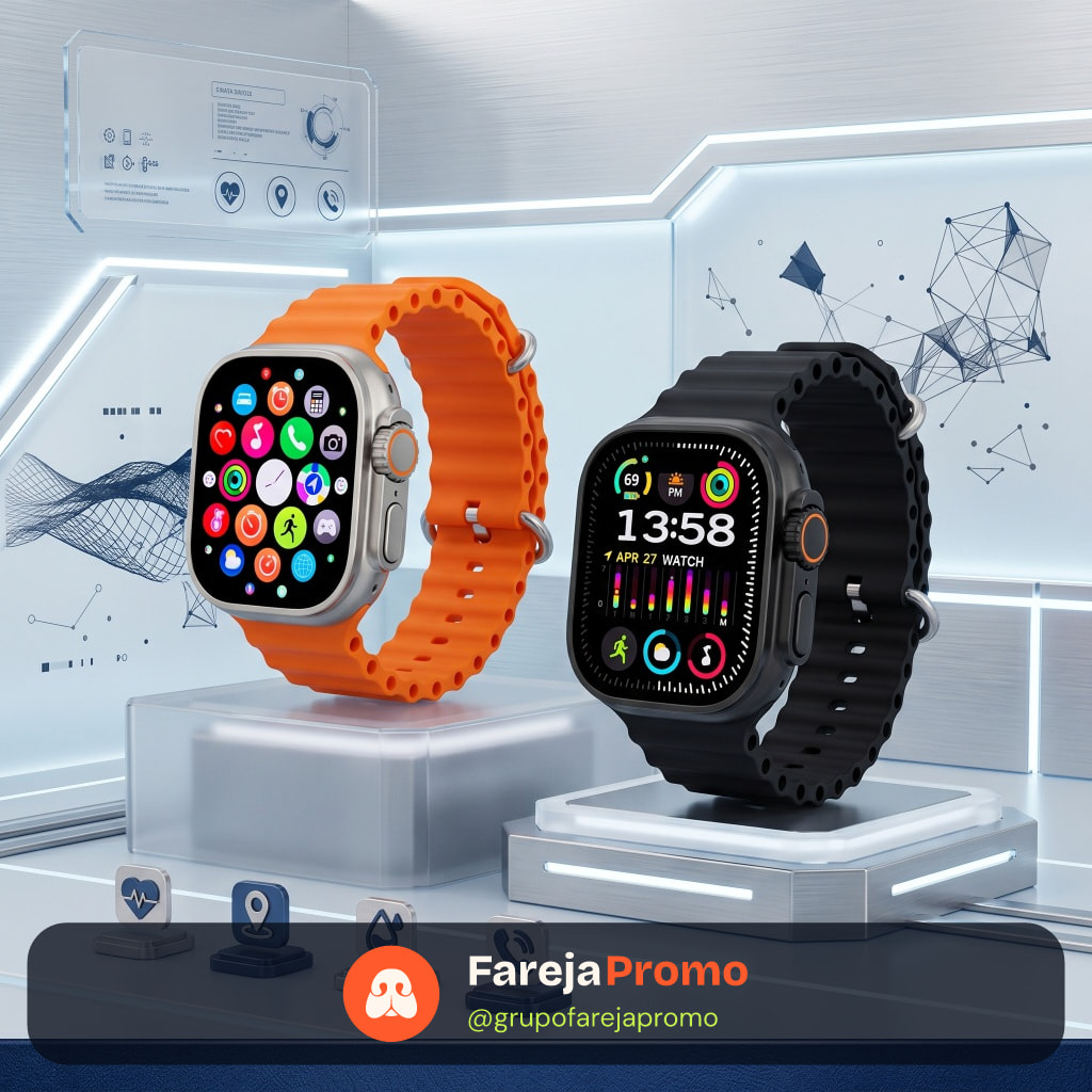 Smartwatch 49mm 10 Ultra Plus Bluetooth Chamadas Tela HD Esportivo Compatível com Android e iPhone