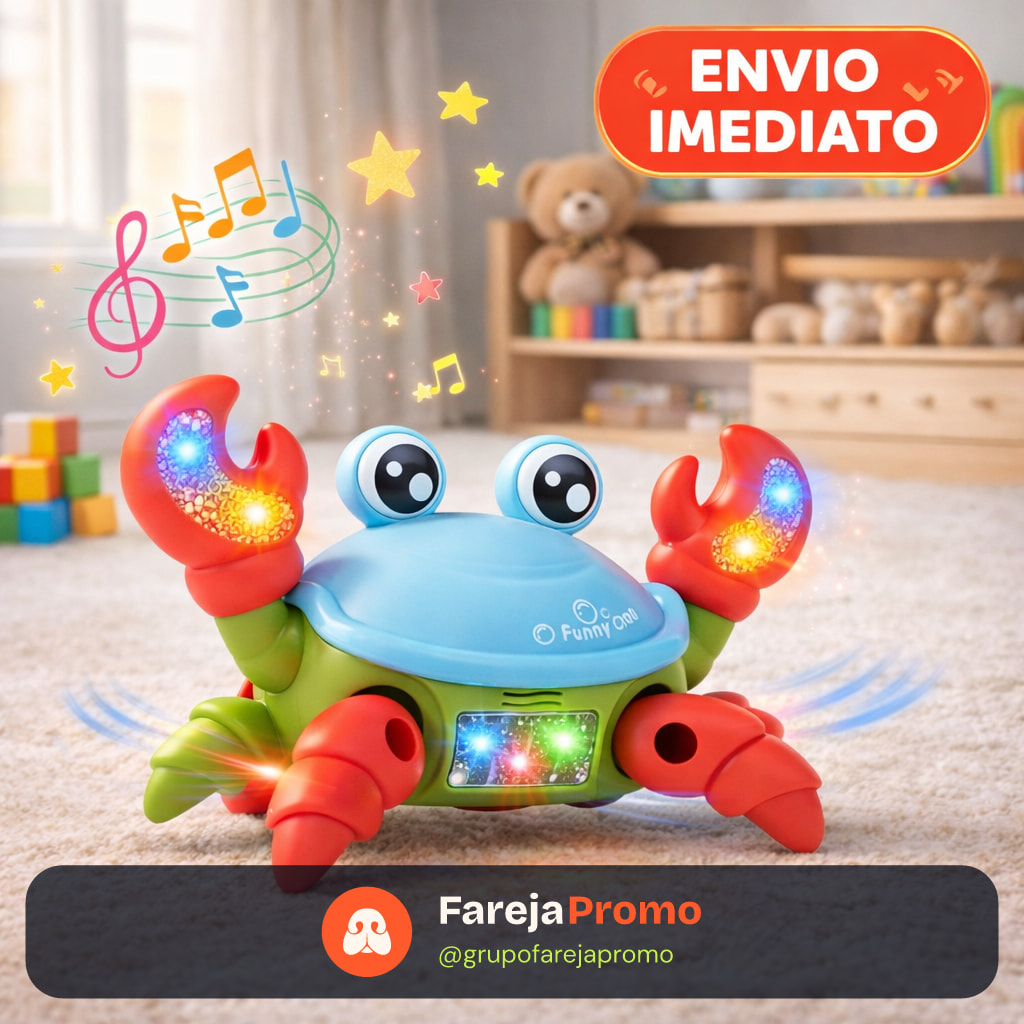 Brinquedo Caranguejo Fujão Musical Som Luz E Movimento Infantil Crianças ENVIO IMEDIATO