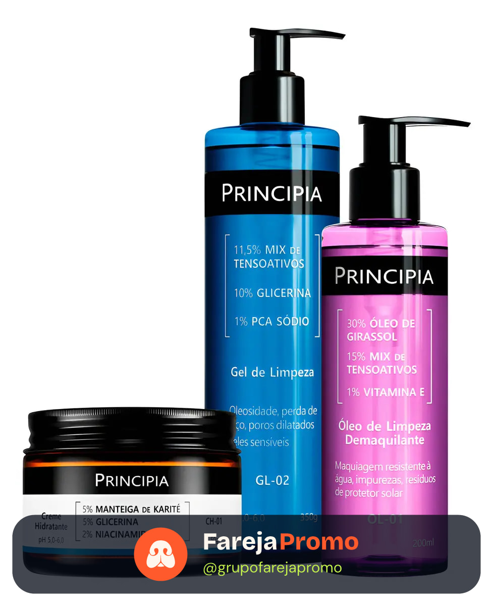 Principia Kit Limpeza E Hidratação Ch-01 + Ol-01 + Gl-02 Todo Tipo De Pele Dia/noite