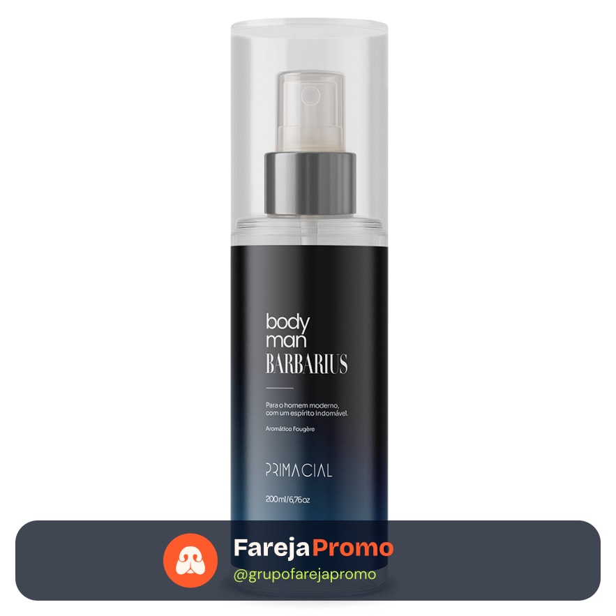 BODY SPLASH MASCULINO BARBARIUS 200ML - PRIMACIAL PERFUME AMADEIRADO