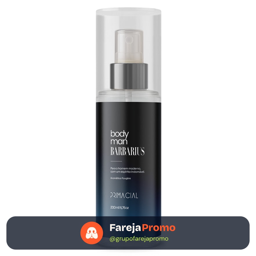 BODY SPLASH MASCULINO BARBARIUS 200ML - PRIMACIAL PERFUME AMADEIRADO