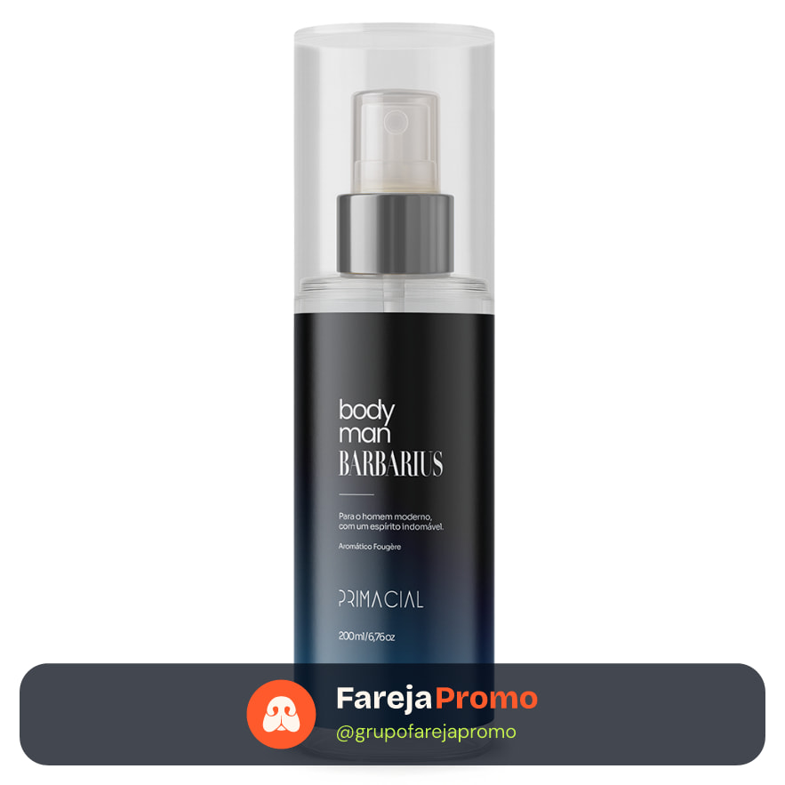 BODY SPLASH MASCULINO BARBARIUS 200ML - PRIMACIAL PERFUME AMADEIRADO