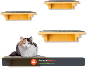 Playgorund Para Gatos 4Pçs (2Pçs M e 2Pçs G) Premium Ressitente Já Montado Com Kit Fixação Seguro (CARPETE GRAFITE)