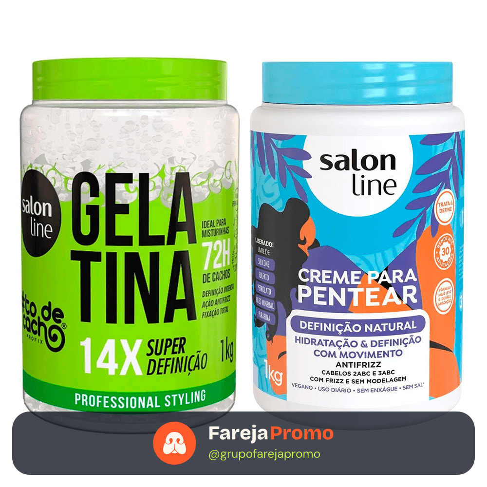 Kit Salon Line Gelatina 1kg + Creme De Pentear Definição Natural 1Kg
