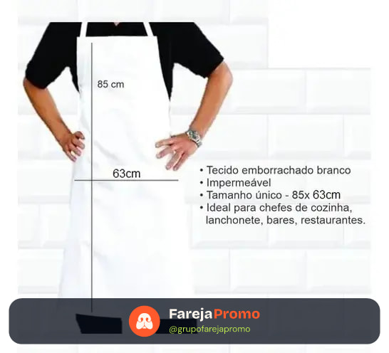 Avental Emborrachado Pequeno Lamare Branco 85x63cm EPI Cozinha