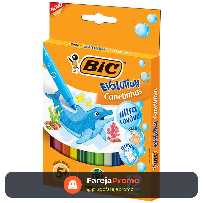 Caneta hidrográfica Evolution com 12 cores Bic