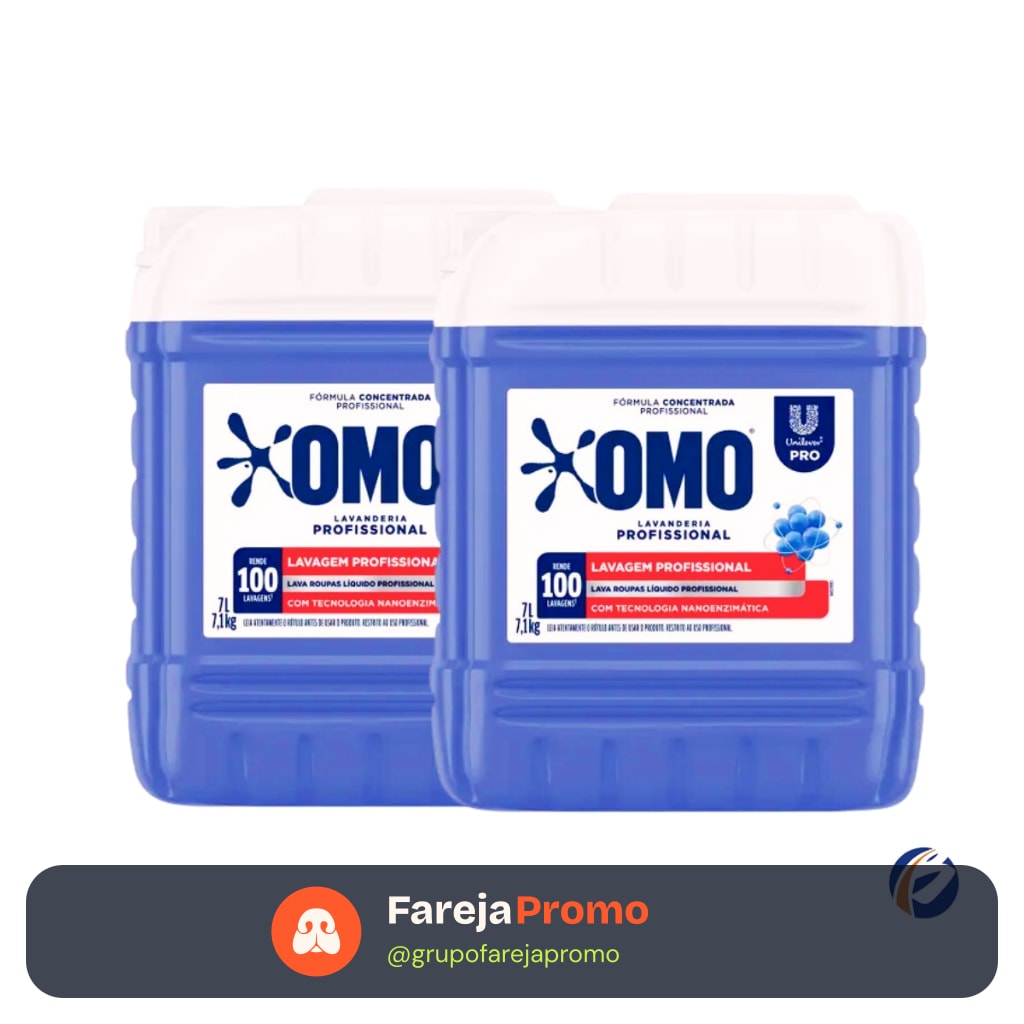 Kit 2und Lava Roupas Líquido Lavanderia Pro Omo 7L