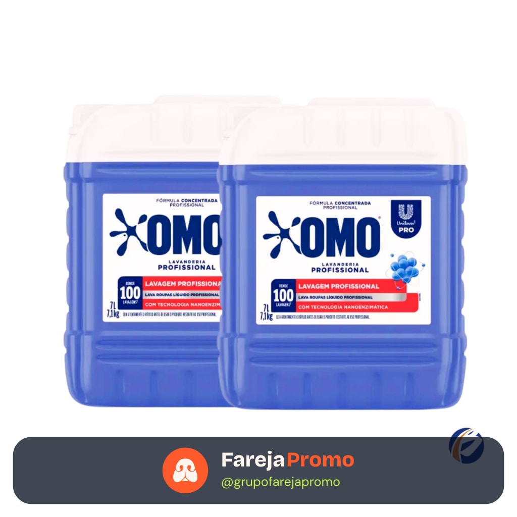 Kit 2und Lava Roupas Líquido Lavanderia Pro Omo 7L