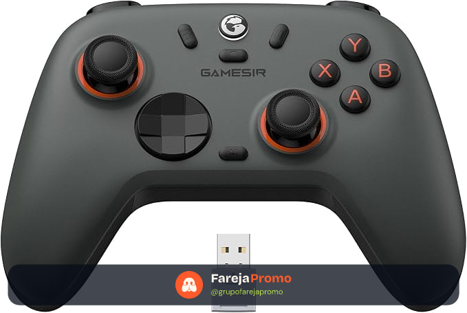 GameSir Nova 2 Lite Controle Sem Fio para PC com Hall Effect nos Analógicos e Gatilhos, 1000Hz 2.4G/Wired, Botões Programáveis – Compatível com PC, Switch, Steam, Android - Cinza Grafite