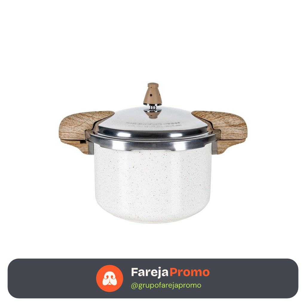 Panela de Pressão Brinox Antiaderente Ceramic Life Com Indução - Pressure 5,4L 22cm Vanilla