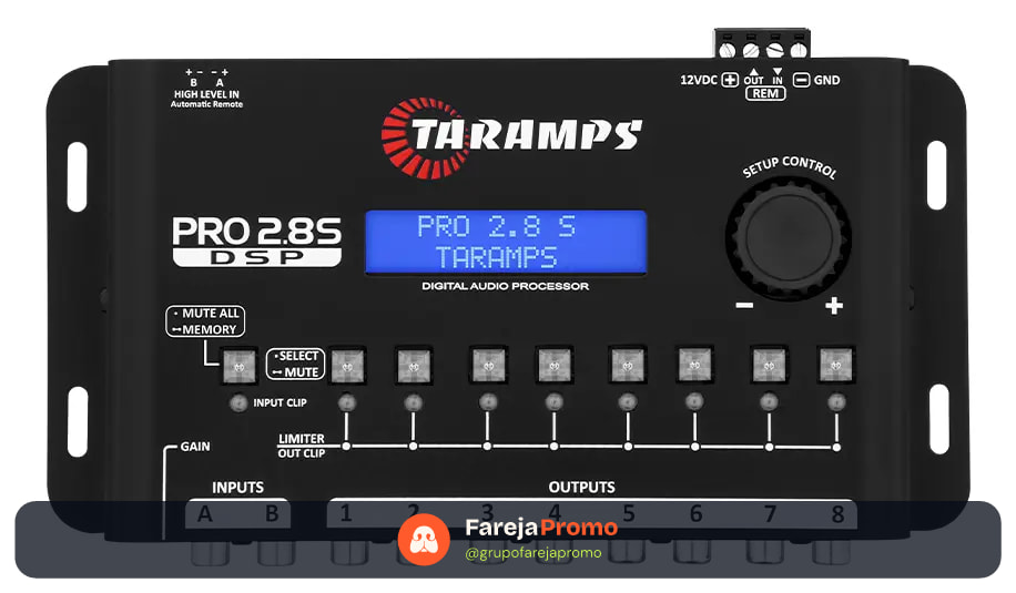 Processador de Áudio Taramps Pro 2.8S para Som Automotivo
