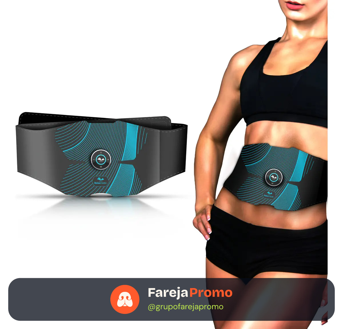 Eletroestimulador Anvisa Abdomên - Barriga - Tecnologia EMS/TENS - Relaxmedic