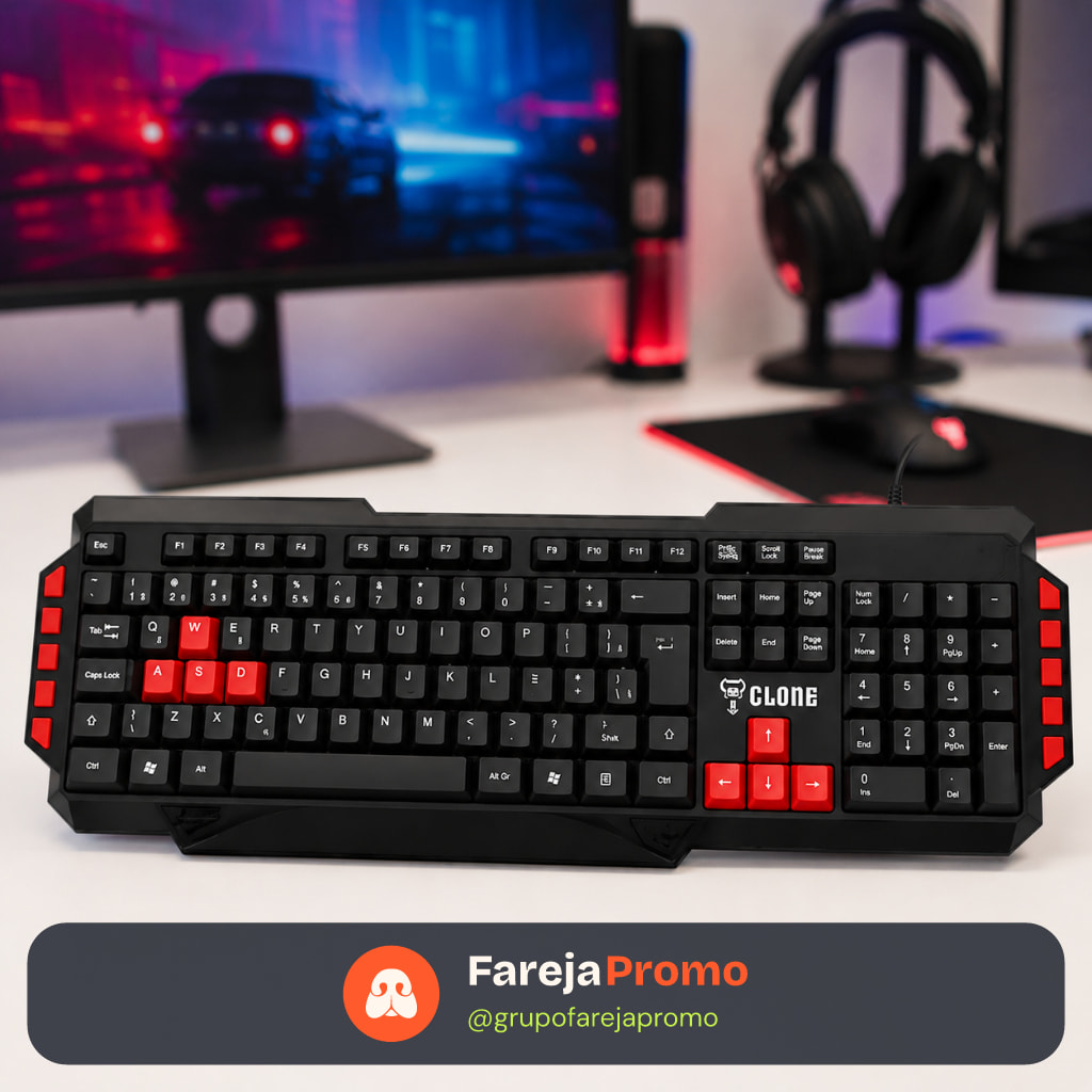 Teclado Gamer USB Styger Membrana ABNT2 Preto Com Fio USB Plug And Play Para PC Notebook
