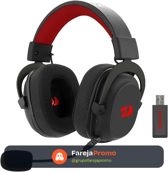 Headset Gamer Redragon Zeus Pro Preto Sem Fio 7.1 H510-PRO