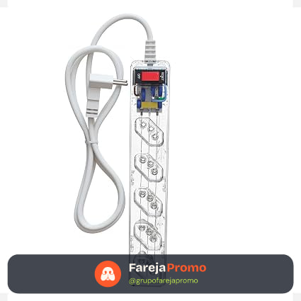 Filtro de Linha CLAMPER iCLAMPER Energia 5, 5 Tomadas, Proteção Contra Surtos Elétricos, 10A, Bivolt, Cabo 1m, Transparente