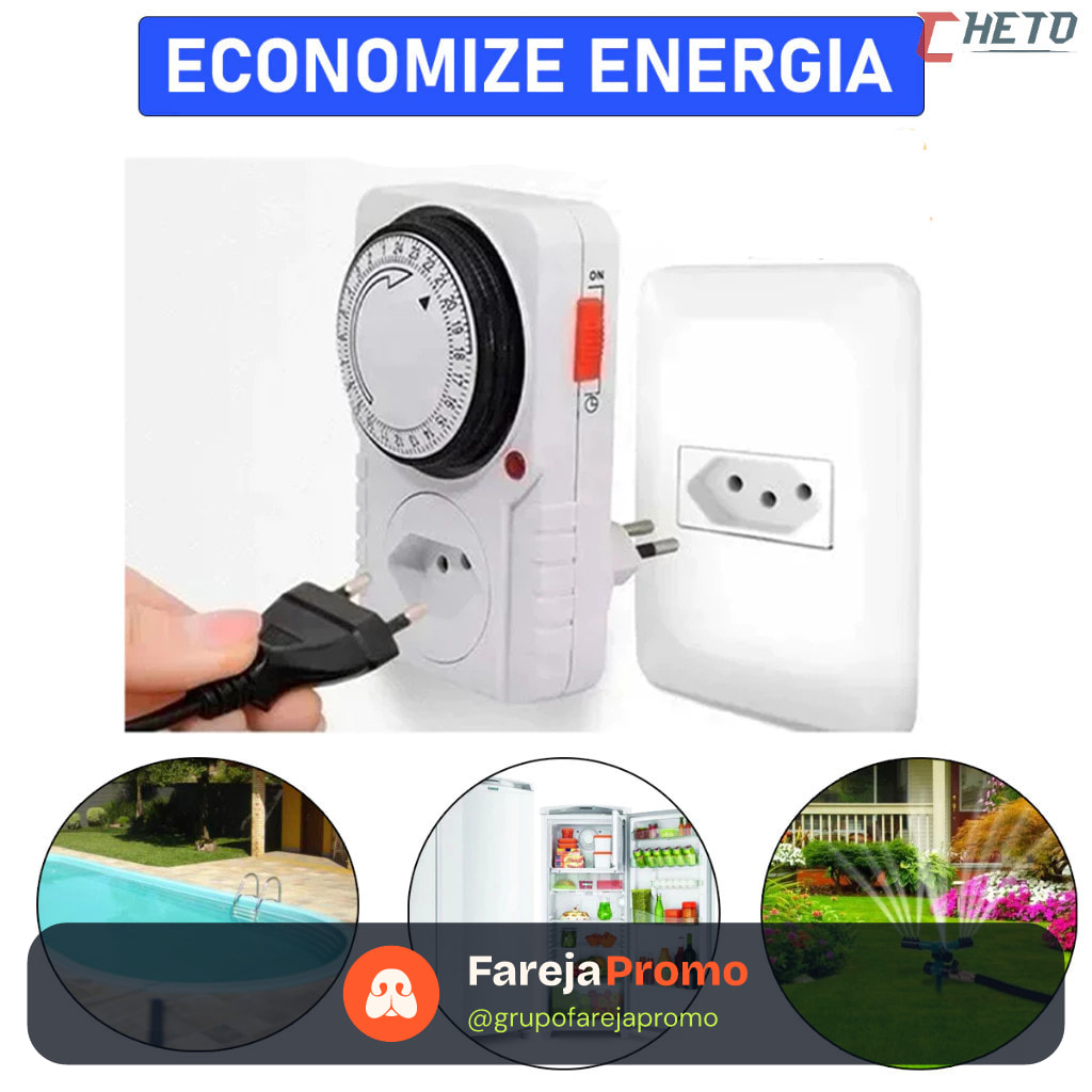 Temporizador Analógico Timer Manual Tomada Liga Desliga Energia 110v / 220v Tomada Inteligente