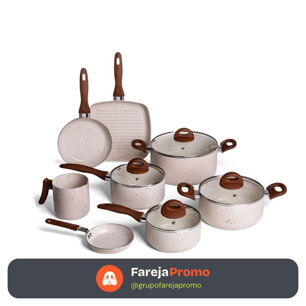 Jogo de Panelas Vanilla Ceramic Life Brinox Smart Plus 8 Peças - Antiaderente