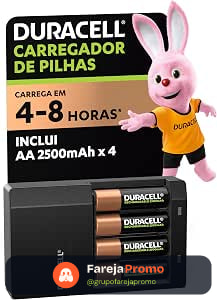 Duracell Carregador de Pilhas Recarregáveis AA e AAA Com 4 Pilhas AA Inclusas – Bivolt