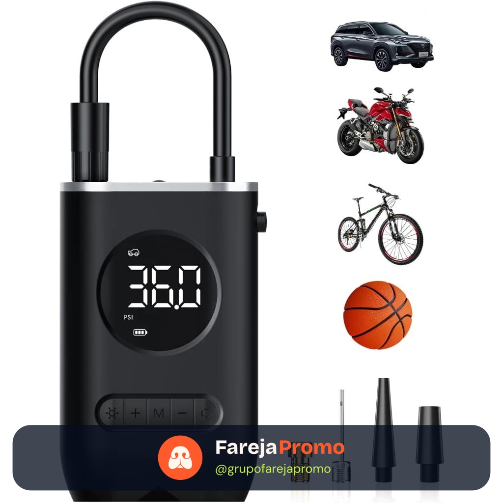 Mini Compressor de Ar Portatil Recarregavél Digital USB Calibrador Pneu Envio Imediato