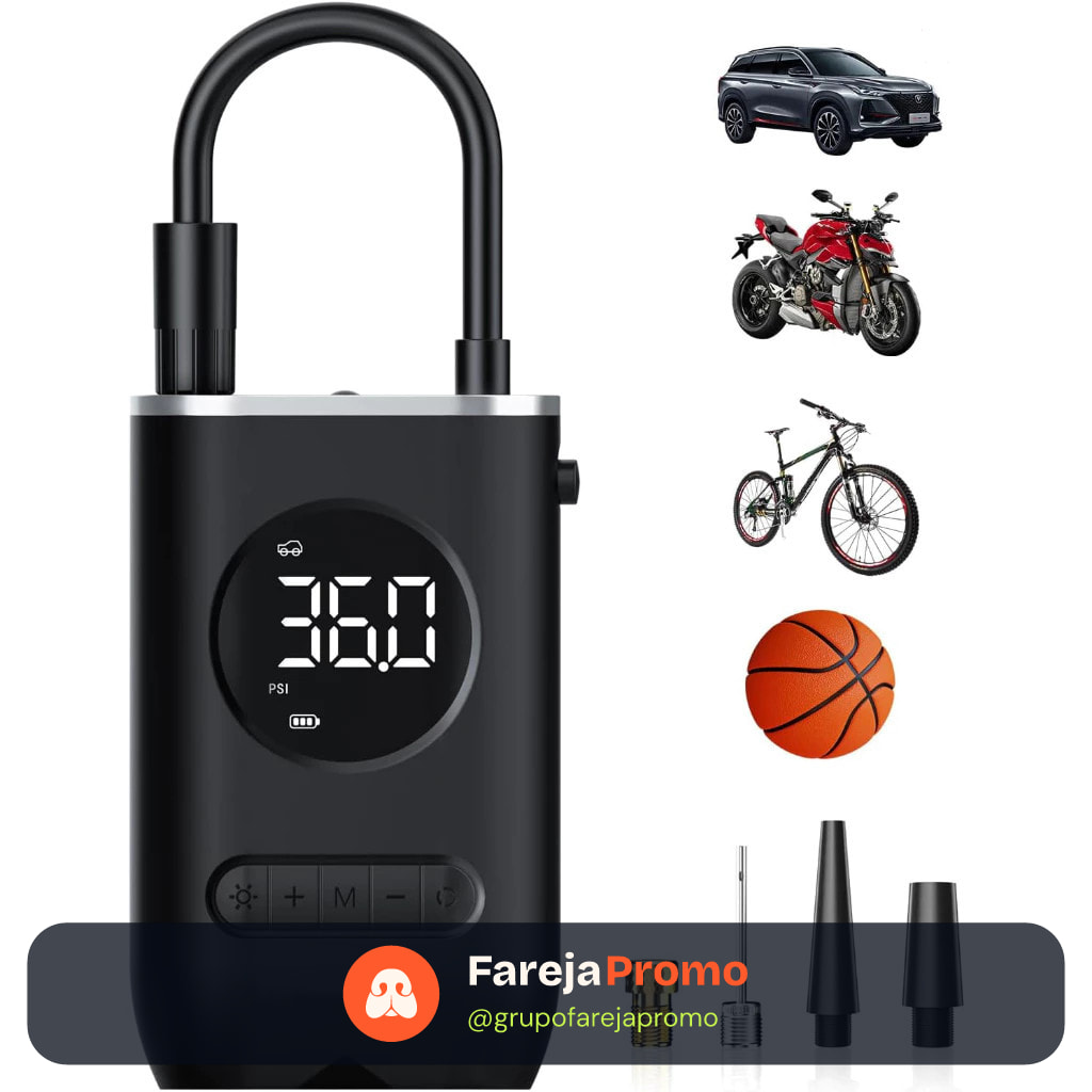 Mini Compressor de Ar Portatil Recarregavél Digital USB Calibrador Pneu Envio Imediato