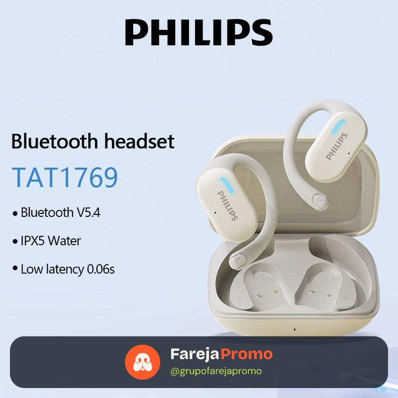 Fones De Ouvido PHILIPS TAT1769 Bluetooth 5.4 IPX5 À Prova De Suor Música/Jogo Modo Duplolow Latência 0.06s