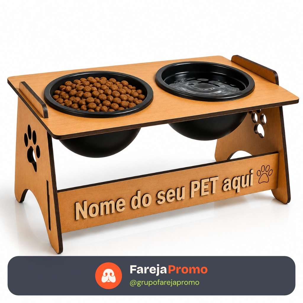 Comedouro Tigelas Bebedouro Elevado Em MDF Suspenso Para Pets Gato Cachorro Para Agua e Ração