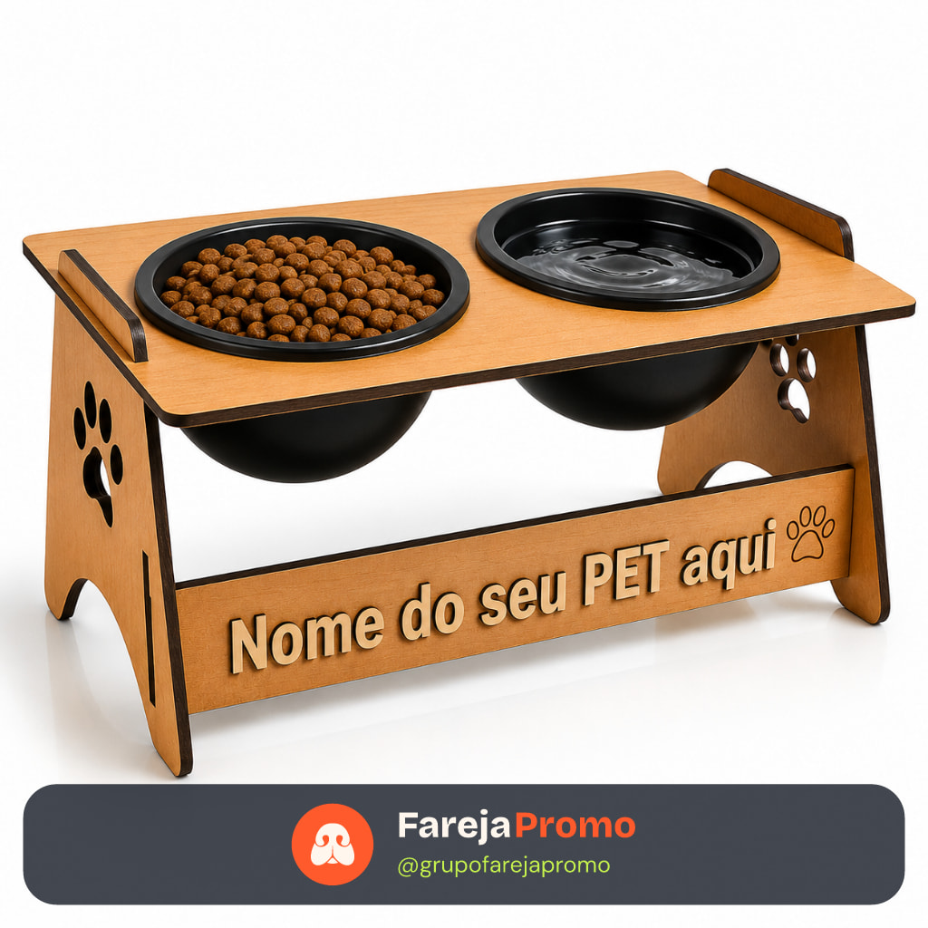 Comedouro Tigelas Bebedouro Elevado Em MDF Suspenso Para Pets Gato Cachorro Para Agua e Ração