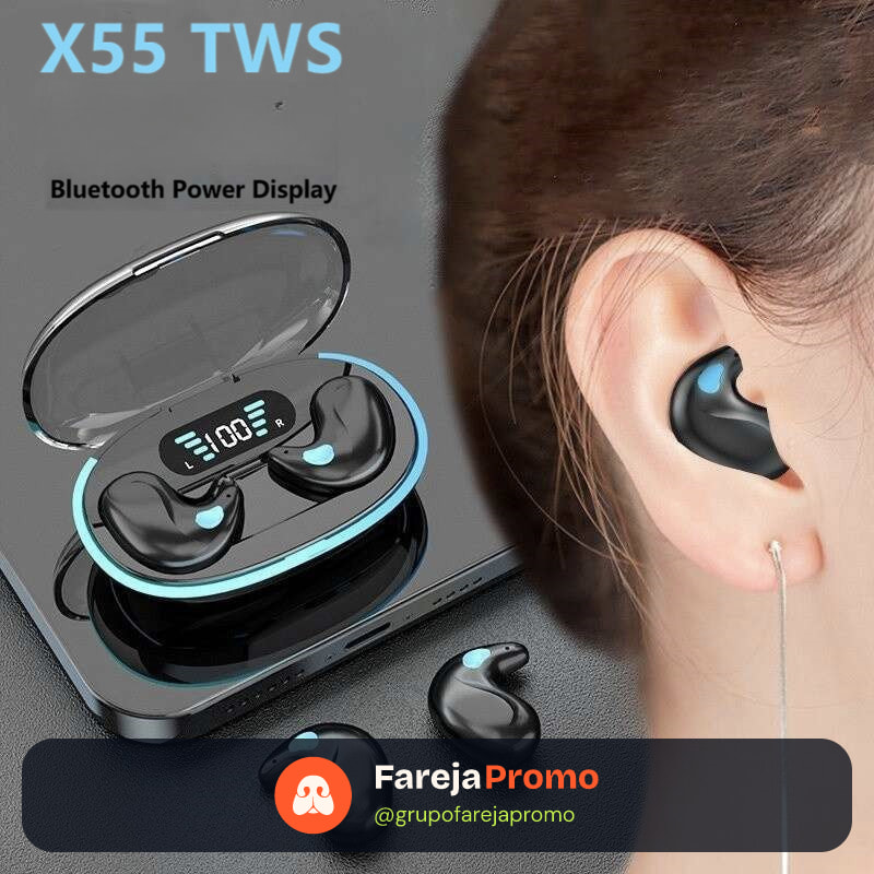X55 Fones De Ouvido Para Dormir Mini Sem Fio Trabalho TWS Bluetooth Estéreo Com Microfone HD À Prova D'água