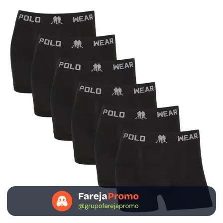Kit 6 Cuecas Boxer Polo Wear Microfibra Sem Costura Original