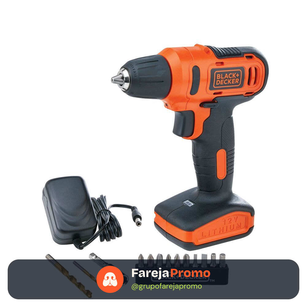 Parafusadeira e Furadeira BLACK+DECKER LD12SP Com 13 Acessórios, Carregador e Caixa 110V