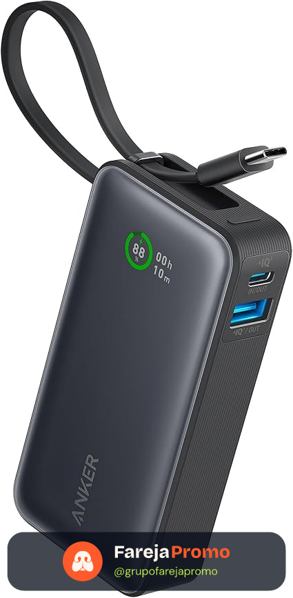 Anker Nano Power Bank 10000mAh, Carregador Portátil Até 30W