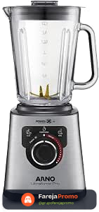 Liquidificador Arno Ultraforce Pro 1100W LN93, com App de Receitas, 6 Lâminas Powelix Life, Jarra de Vidro 2L, Resistente a Choque Térmico e Corpo Inox, Tecnologia Limpa Fácil, 110V